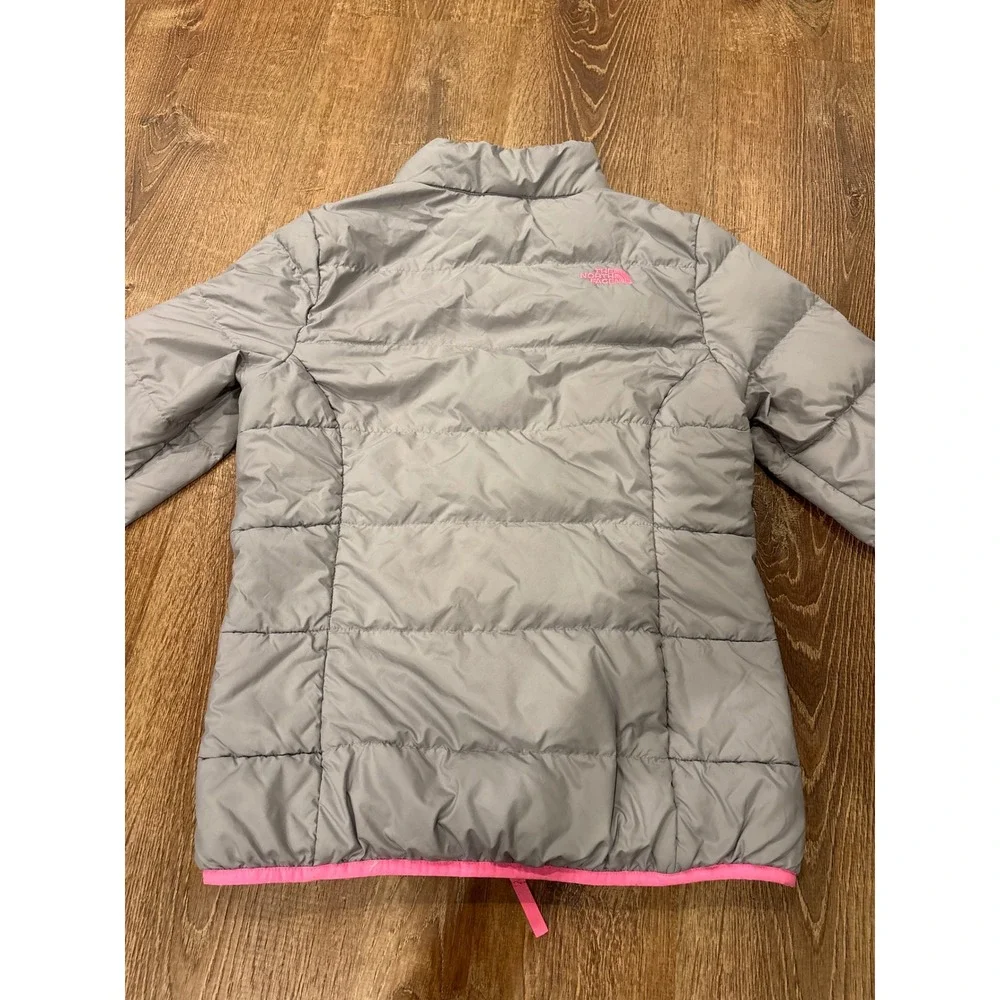 The North Face Down 550 girls gray pink jacket L 14